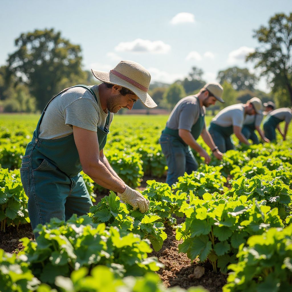 Green Valley Farm staff working together in the fields